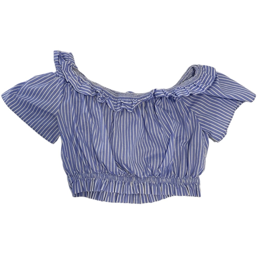 Zara Off the Shoulder Pinstripe Crop Top